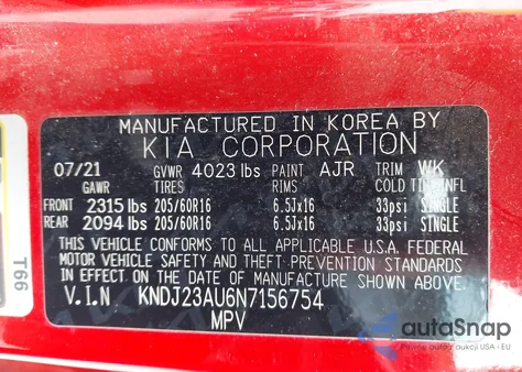 2022 Kia Soul Lx from USA, damaged, VIN KNDJ23AU6N7156754